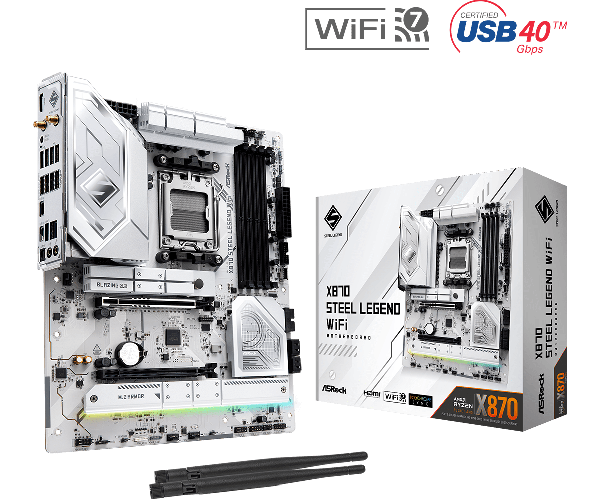 Материнская плата ASRock X870 Steel Legend WiFi (Socket AM5, AMD X870, DDR5)