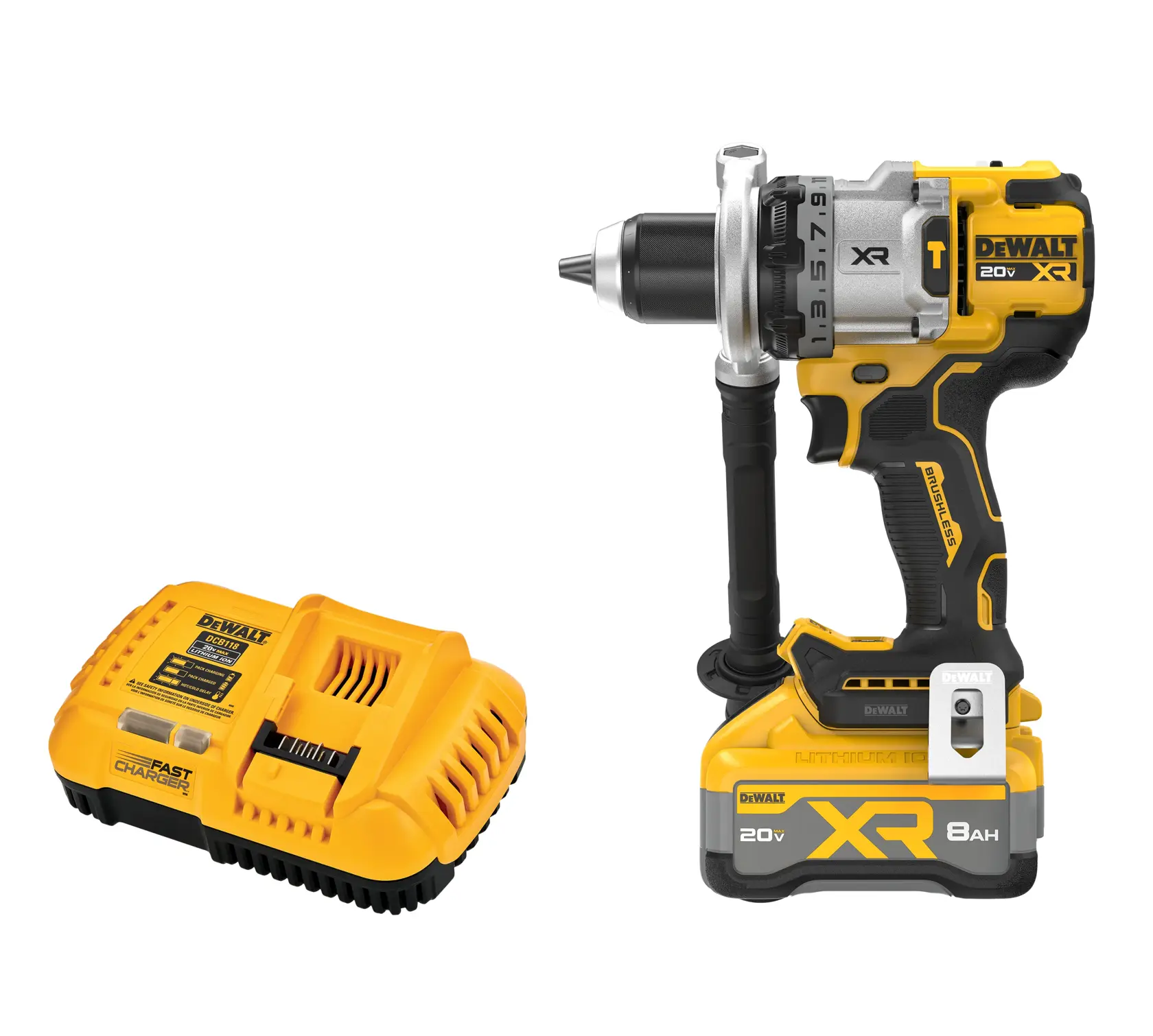 DeWalt DCD1007WW1 20V MAX XR Brushless 1/2" 3-Speed аккумуляторная ударная дрель-шуруповёрт (АКБ 8Ah, ЗУ)