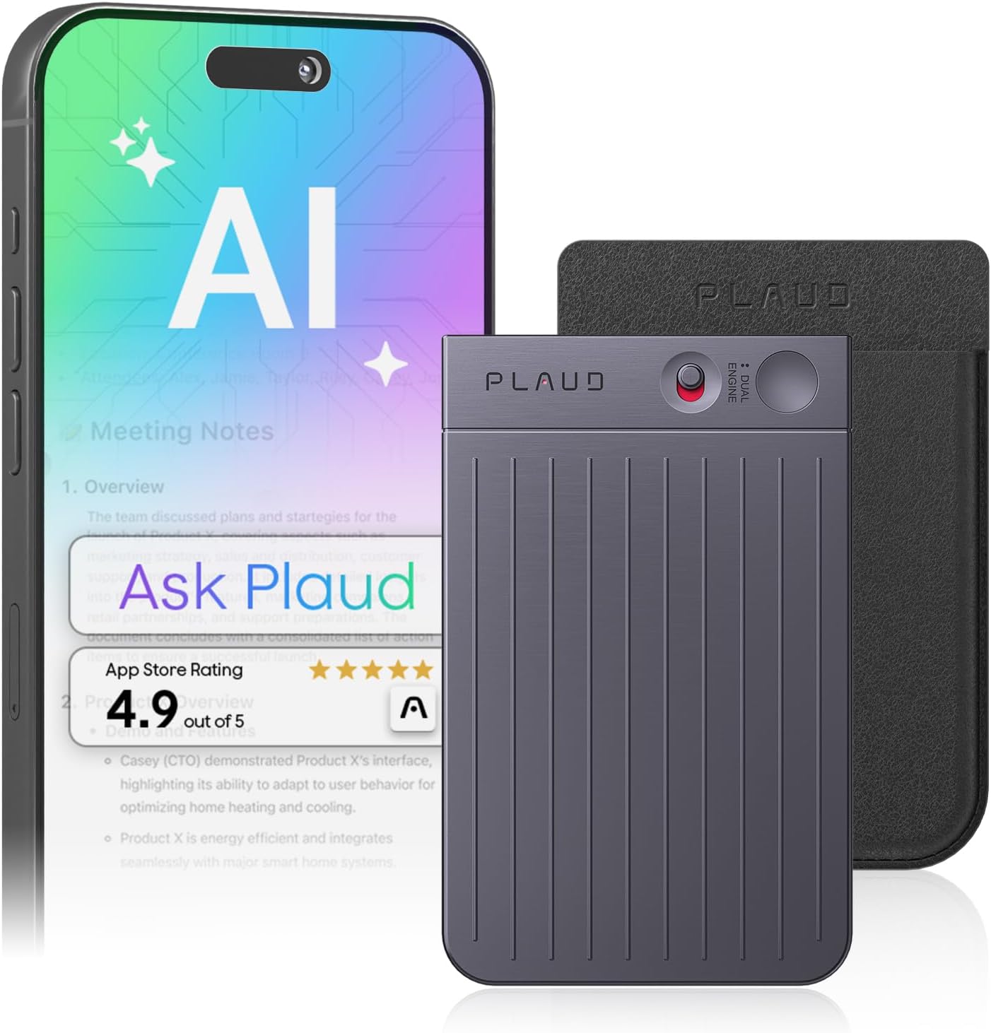 Plaud Note — AI-диктофон с расшифровкой речи, Grey/Black